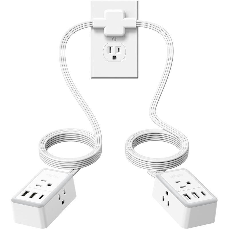 Divisor de cable de extensión doble de 12/18 pies, con cable de extensión doble de 6 pies en cada lado, 3 tomas de corriente anchas, cable de extensión doble para el hogar, la oficina o el dormitorio.