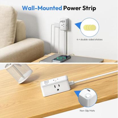 Divisor de cable de extensión doble de 12/18 pies, con cable de extensión doble de 6 pies en cada lado, 3 tomas de corriente anchas, cable de extensión doble para el hogar, la oficina o el dormitorio.