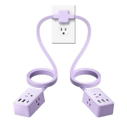 Divisor de cable de extensión doble de 12/18 pies, con cable de extensión doble de 6 pies en cada lado, 3 tomas de corriente anchas, cable de extensión doble para el hogar, la oficina o el dormitorio.