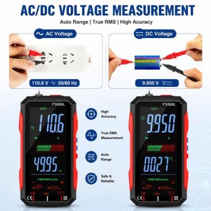 Multímetro digital compacto True RMS de 6000 cuentas - Recargable por USB, rango automático, comprobador de voltaje NCV con detección de cable vivo/neutro, pantalla retroiluminada, puntas de prueba para mecánicos, uso doméstico (Herramientas y dispositivo