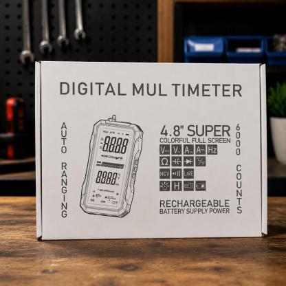 Multímetro digital compacto True RMS de 6000 cuentas - Recargable por USB, rango automático, comprobador de voltaje NCV con detección de cable vivo/neutro, pantalla retroiluminada, puntas de prueba para mecánicos, uso doméstico (Herramientas y dispositivo