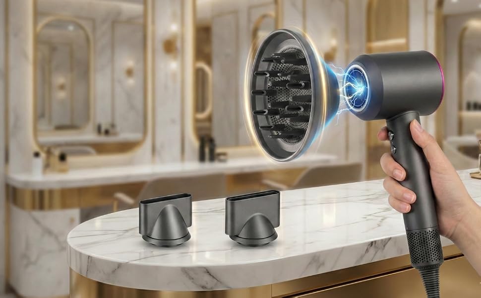 Secuencia que muestra el secador de pelo port&aacute;til negro que se utiliza para instalar o montar estantes flotantes blancos en una pared en lo que parece ser un ba&ntilde;o.