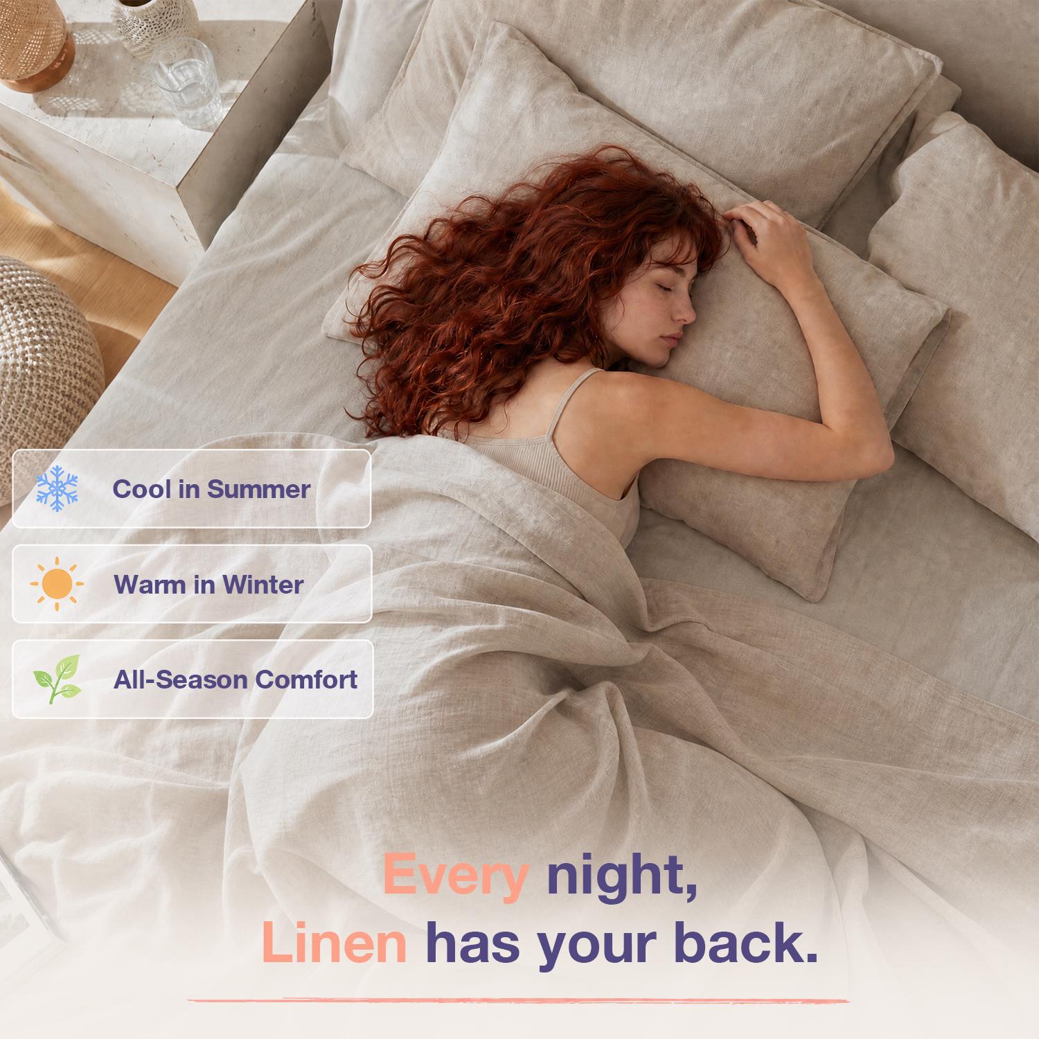 Simple&Opulence 100% Linen Sheet Set, Natural French Linen Bed Sheets, Breathable Soft Durable Bedding Set for All Season, mothersdaygift Easy Care Moisture Absorption, summerwins,back to school,back to school shopping,home decor, tiktokshopsummersale