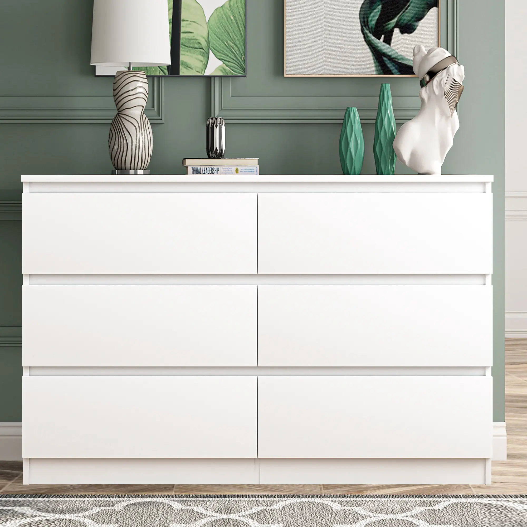 Modern 6-Drawer Dresser, Bedroom Storage Chest with Spacious Drawers, Minimalist Organizer Cabinet for Clothes, Bedroom, Living Room & Home