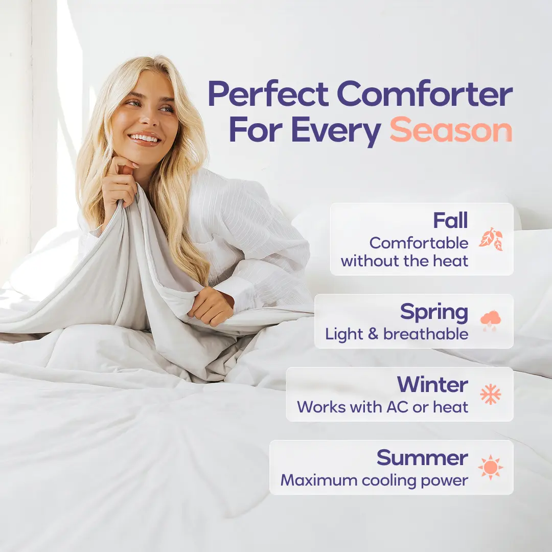 Cooling Comforter for Hot Sleepers, Lightweight Breathable Blanket for Instant Cool Relief