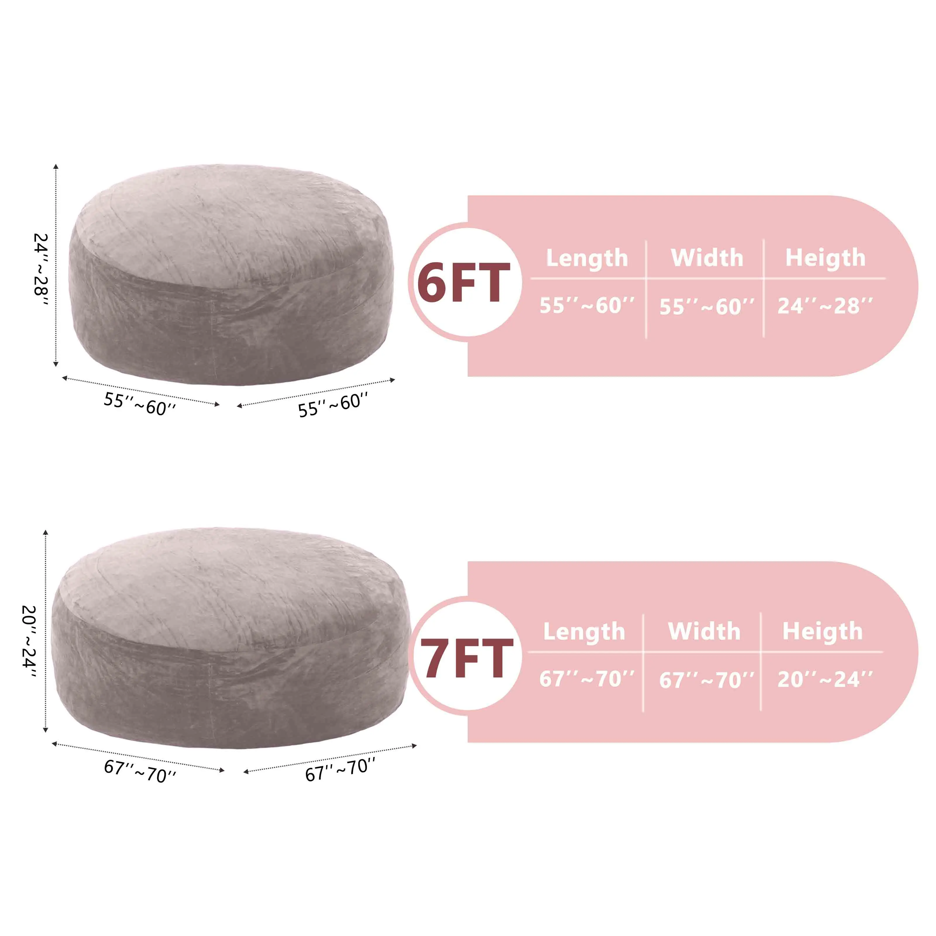 Jumbo Bean Bag Chair, Oversized Memory Foam Lounge Chair with Soft Washable Cover