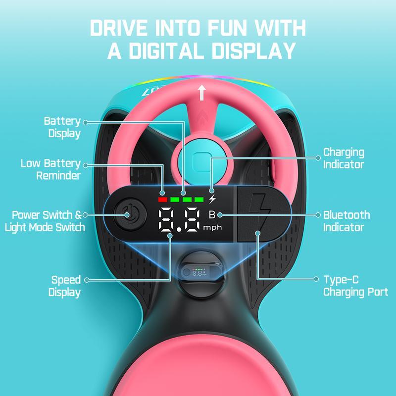 Electric Wiggle Car for Kids, Rechargeable Ride-On Toy with Pedal, 2 Speed Modes, Flashing Light Wheels, Bluetooth Music, Anti-Rollover Design, Swing Car for Ages 3+