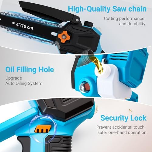 6-Inch Cordless Chainsaw with 3.0Ah Batteries, 2-in-1 Electric Pole Saw for Tree Trimming, Branch Cutting & Yard Work