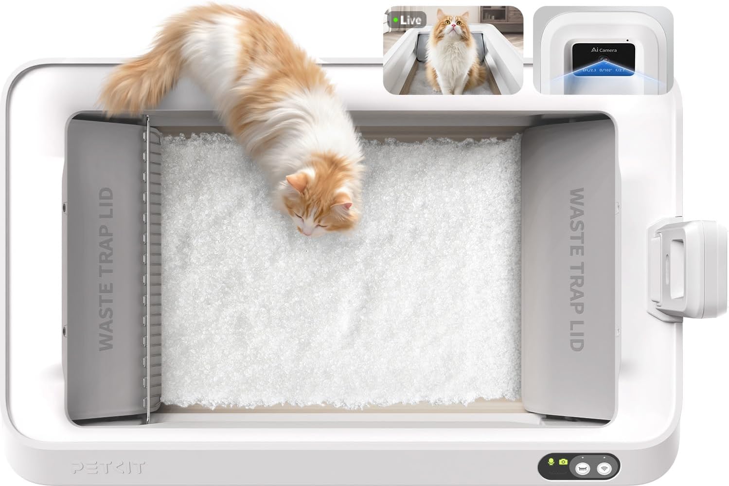 Self-Cleaning Automatic Cat Litter Box with Camera, Smart App Monitoring, Open Design & Multi-Cat Support
