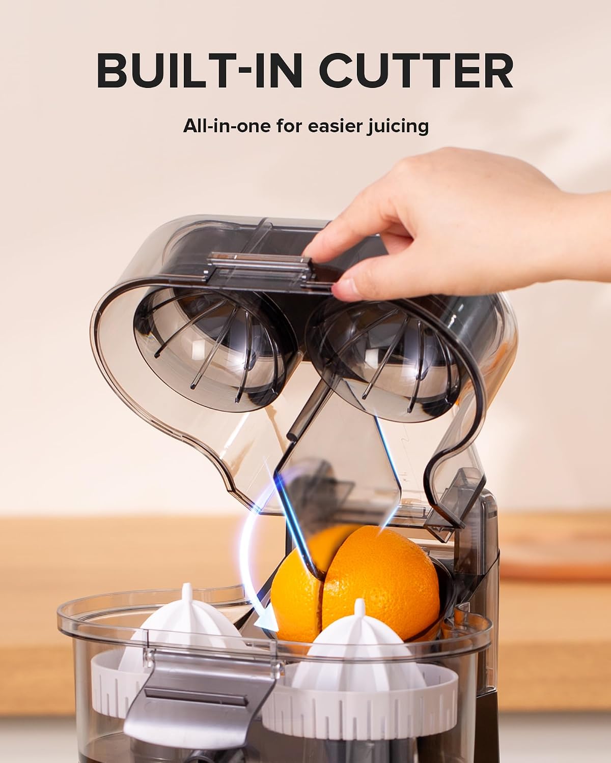 Dual Head Electric Citrus Juicer, One Button Automatic Juice Press for Orange, Lemon and Lime Fresh Drinks(Black)