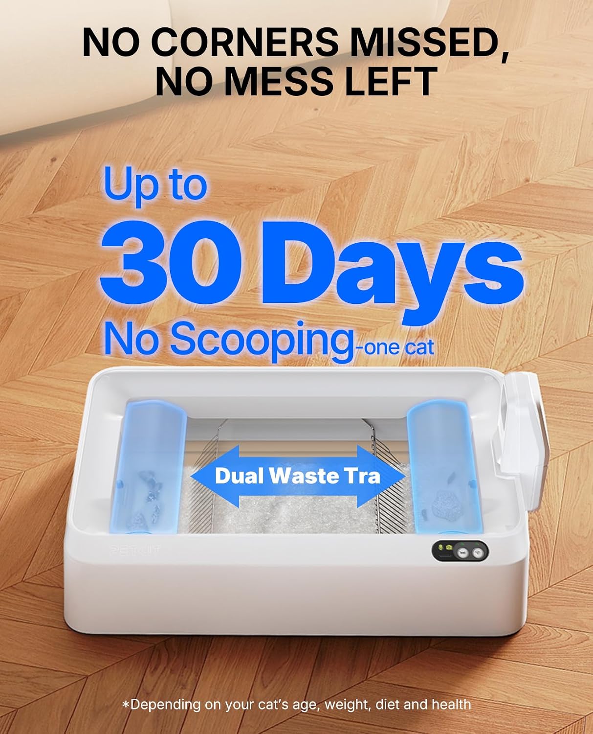 Self-Cleaning Automatic Cat Litter Box with Camera, Smart App Monitoring, Open Design & Multi-Cat Support