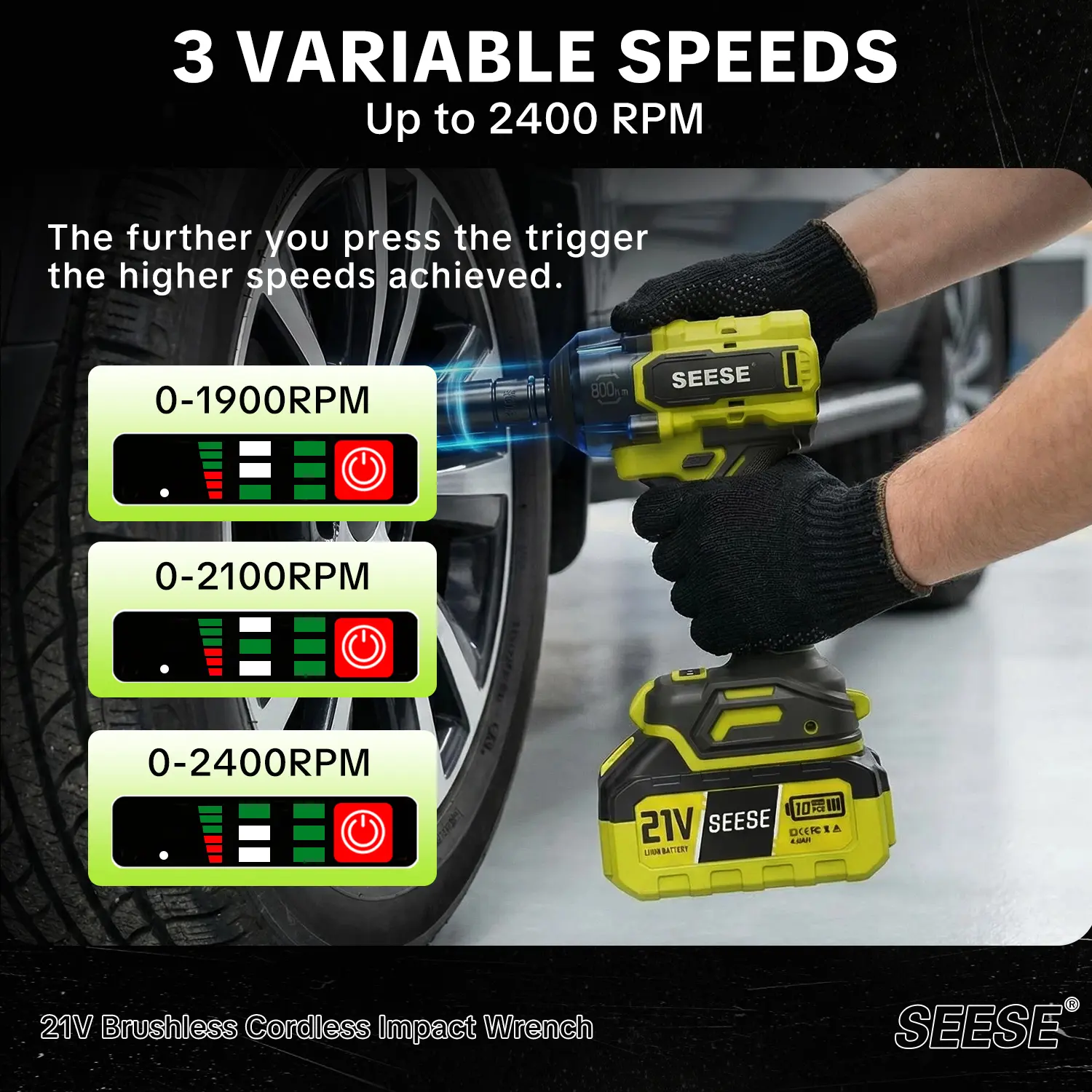 Cordless Impact Wrench 590 FT-LBS, 3-in-1 Electric Wrench with Batteries, High Torque Brushless Power Tool for Automotive Repair, Construction & DIY Projects