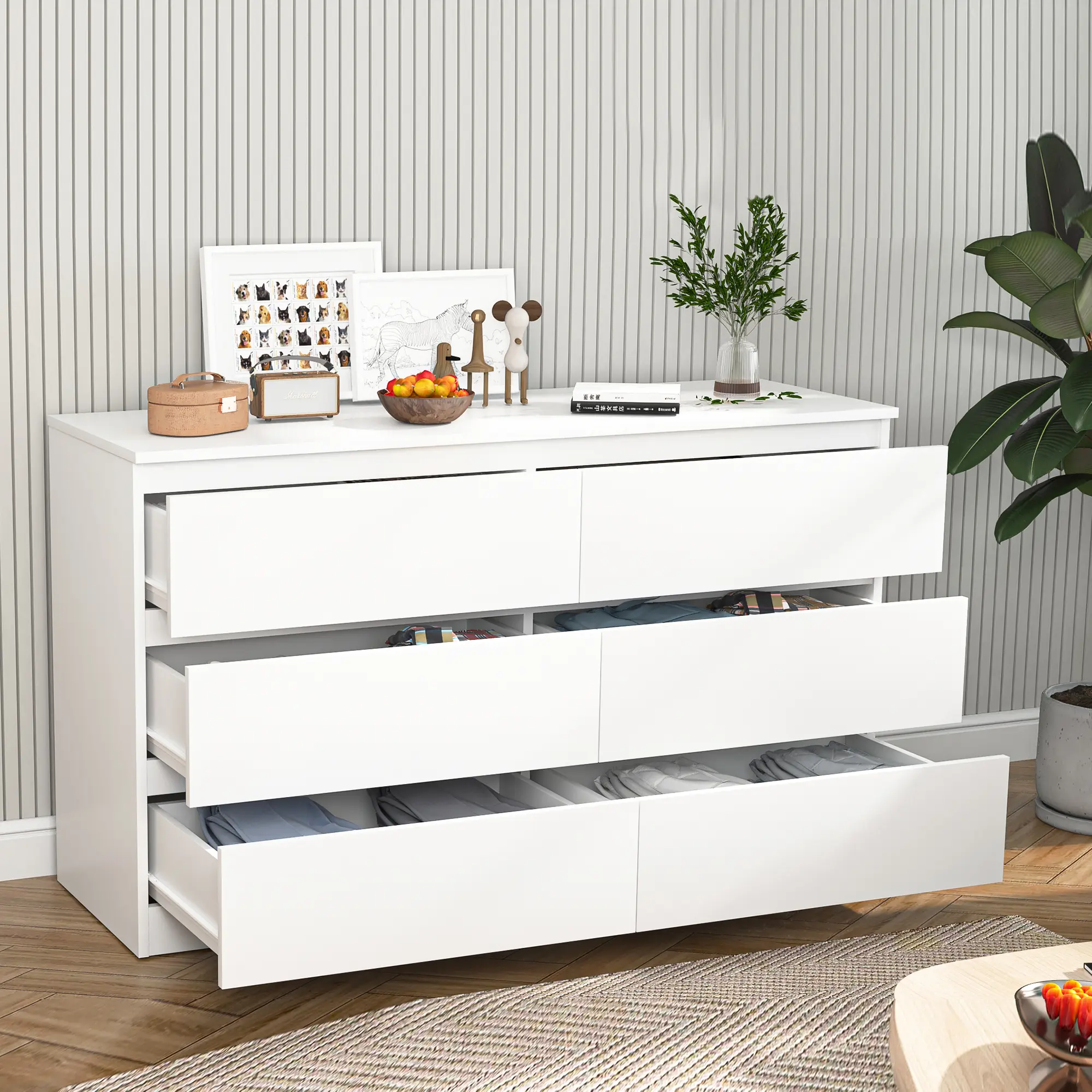 Modern 6-Drawer Dresser, Bedroom Storage Chest with Spacious Drawers, Minimalist Organizer Cabinet for Clothes, Bedroom, Living Room & Home