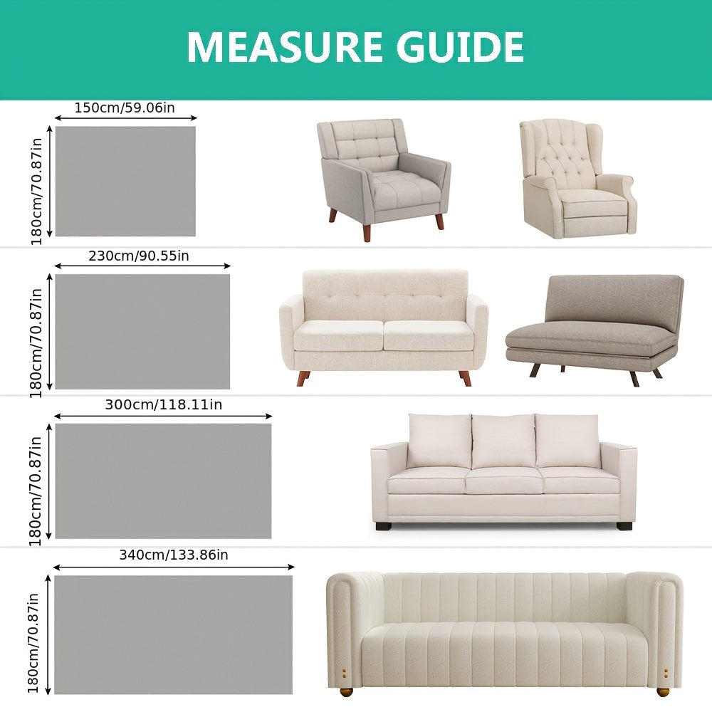 Slate Chenille Tassel Sofa Cover, Soft Textured Couch Protector with Non-Slip Design, Pet-Friendly Furniture Cover for Living Room Sofa, Recliner & Sectional Couch