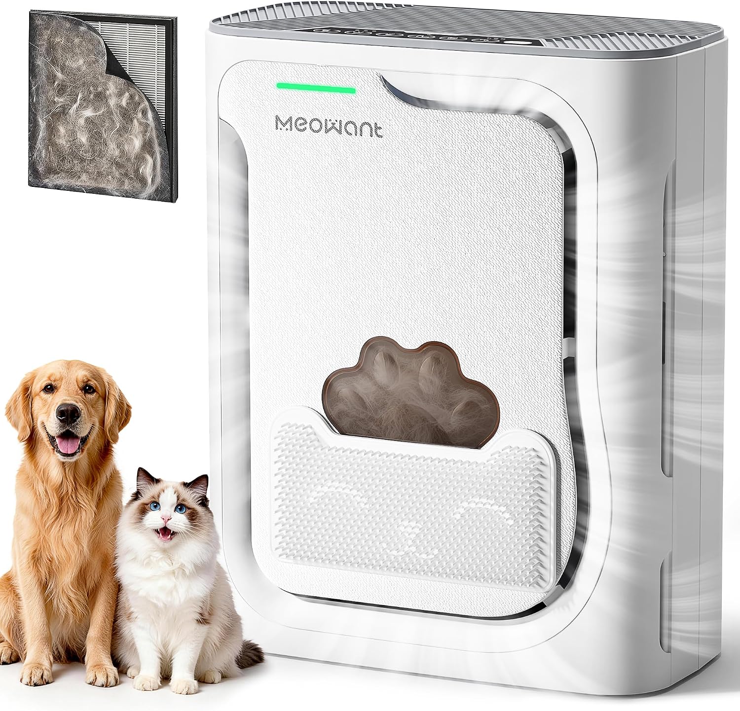 Pet Air Purifier with H13 HEPA Filter, U-Shaped Air Intake for Cats & Dogs, Quiet Home Air Cleaner