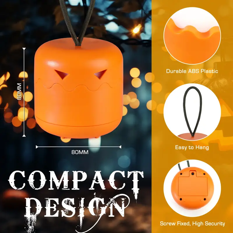 3-Pack Halloween Pumpkin Lantern, Collapsible Lantern Pumpkins with Lanyard, Halloween Party Favors for Kids, Light up Pumpkin Outdoor for Halloween Party Decoration,Rechargeable