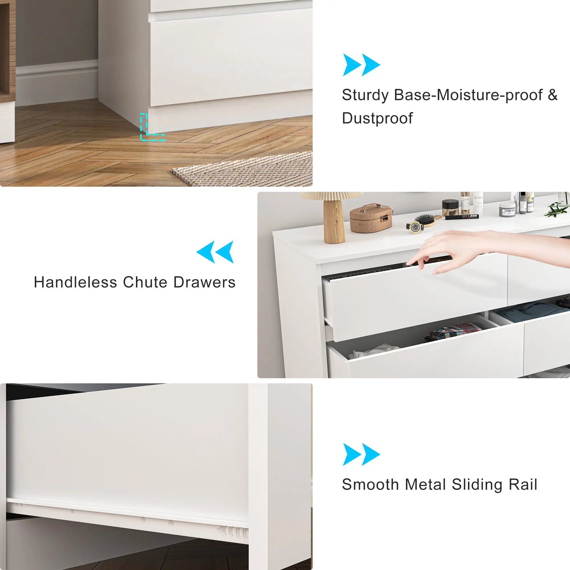 Modern 6-Drawer Dresser, Bedroom Storage Chest with Spacious Drawers, Minimalist Organizer Cabinet for Clothes, Bedroom, Living Room & Home