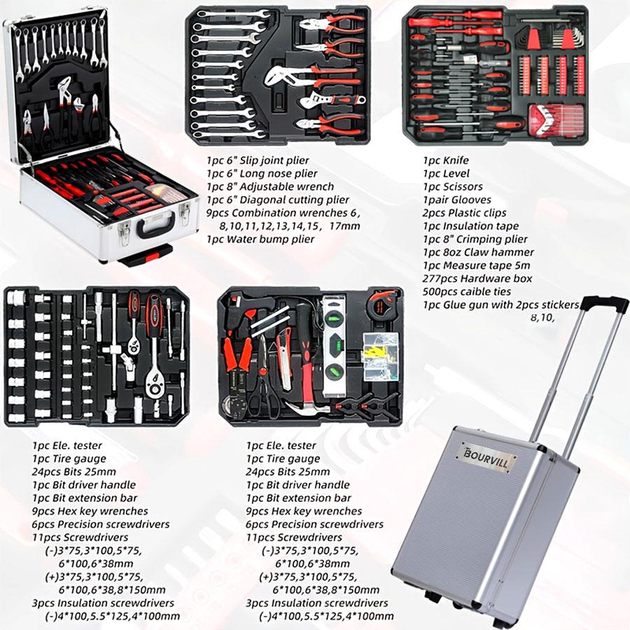 【DealsForYouDays】Bourvill 899PCS Tool Set,Aluminum Rolling Tool Chest with 4 Drawers,Complete Mechanic & Home Repair Kit,Father&rsquo;s Day Gift for Dad  Home Toolbox Kit Hand Tools #summerfinds