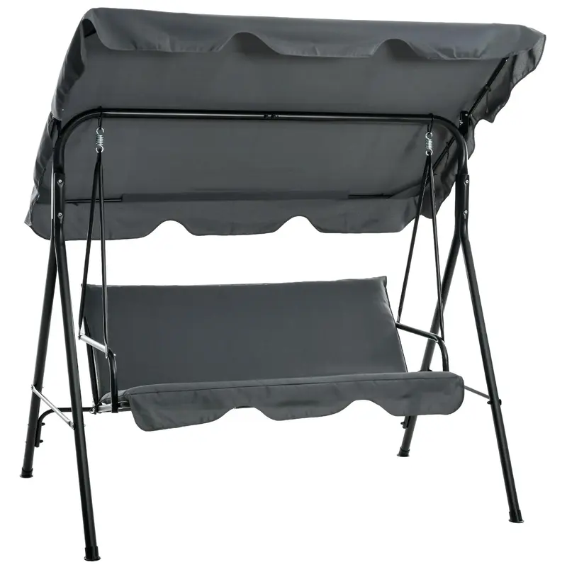 3-Seat Patio Swing Chair with Adjustable Canopy, Outdoor Porch Swing with Removable Cushions for Backyard & Garden