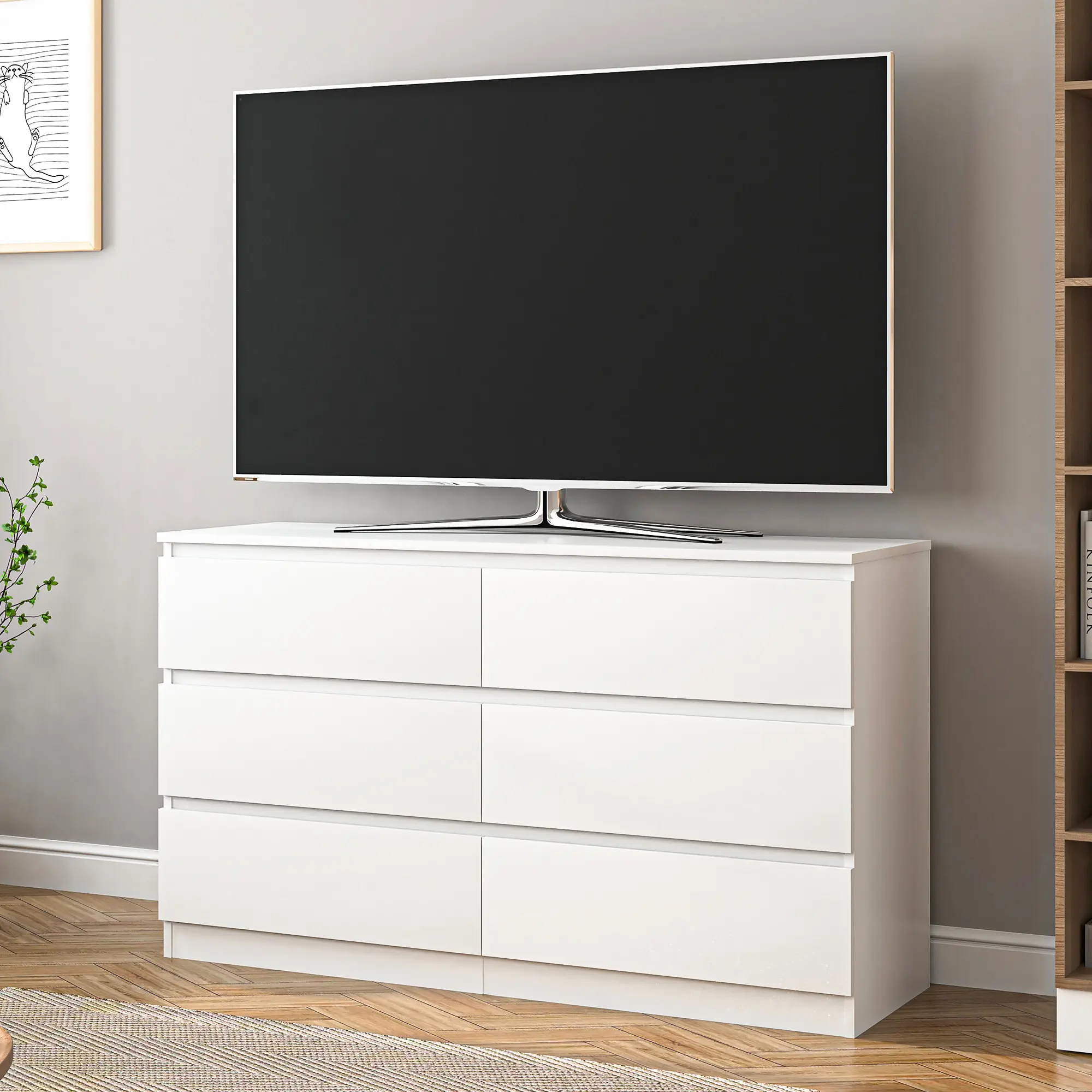 Modern 6-Drawer Dresser, Bedroom Storage Chest with Spacious Drawers, Minimalist Organizer Cabinet for Clothes, Bedroom, Living Room & Home
