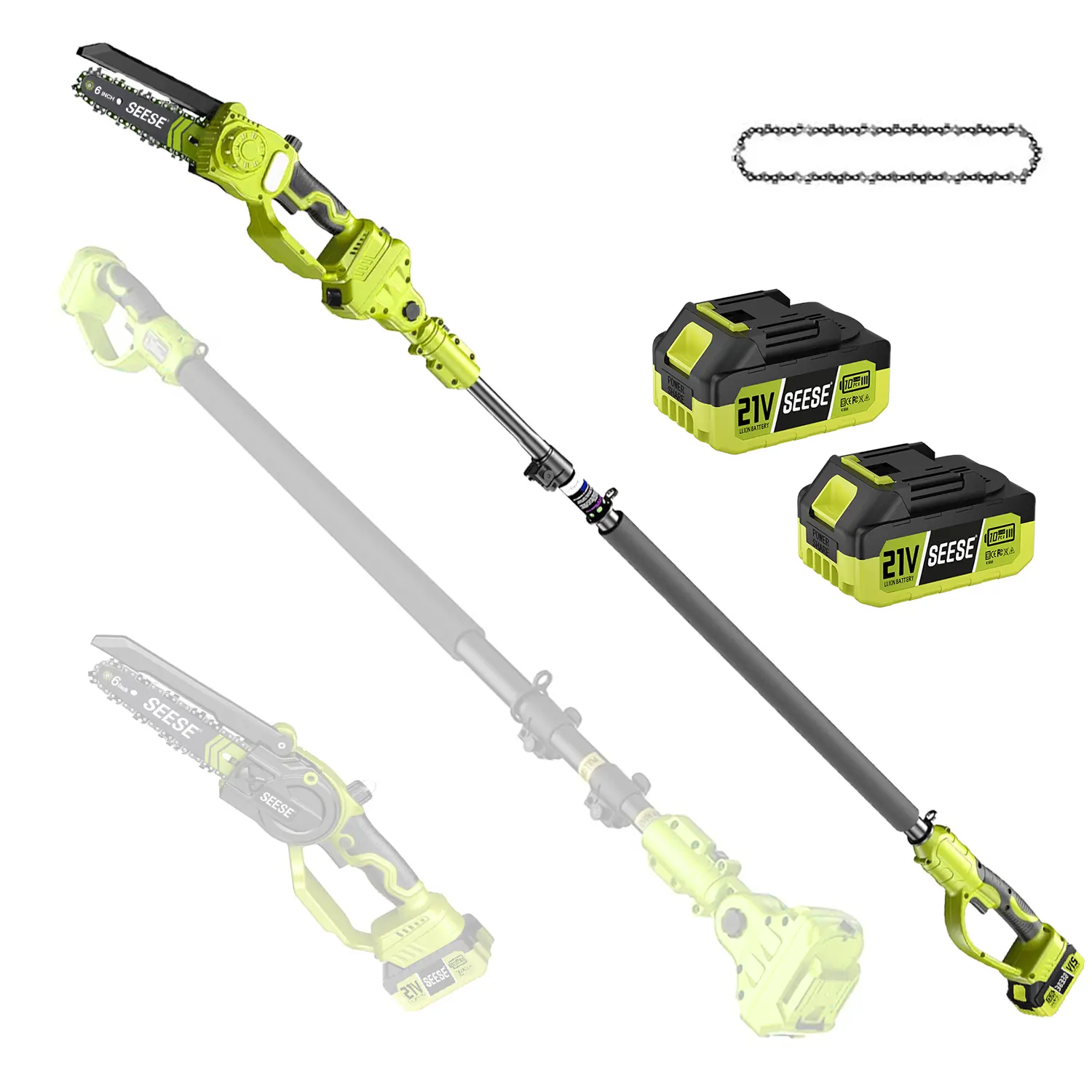 2-in-1 Cordless Mini Chainsaw with 21V Battery, Telescopic Electric Pruner for Tree Trimming & Yard Work