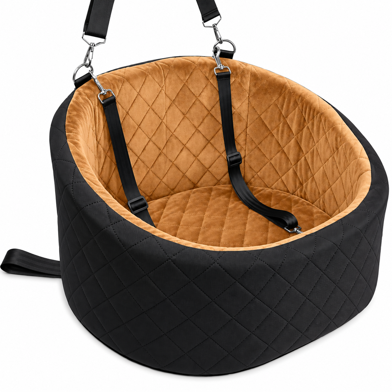 Elevated Dog Car Seat with Built-In Safety Harness, Padded Pet Booster Seat with Adjustable Straps for Small Dogs, Puppies & Road Trips