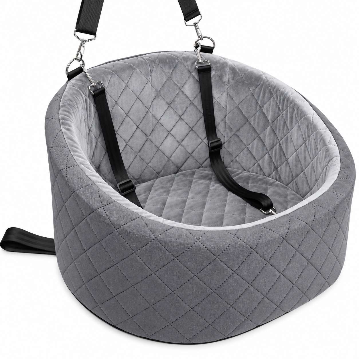 Elevated Dog Car Seat with Built-In Safety Harness, Padded Pet Booster Seat with Adjustable Straps for Small Dogs, Puppies & Road Trips