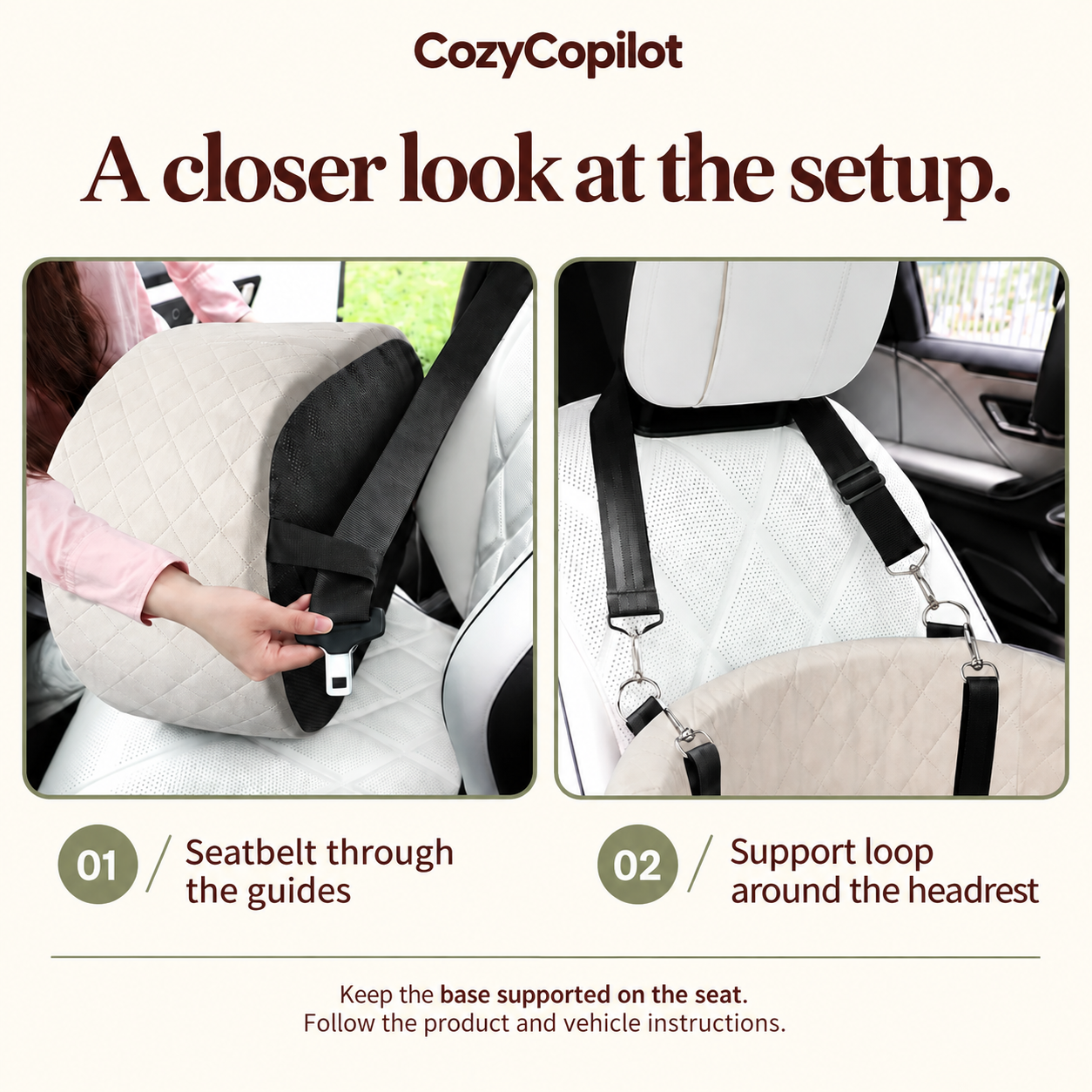 Elevated Dog Car Seat with Built-In Safety Harness, Padded Pet Booster Seat with Adjustable Straps for Small Dogs, Puppies & Road Trips