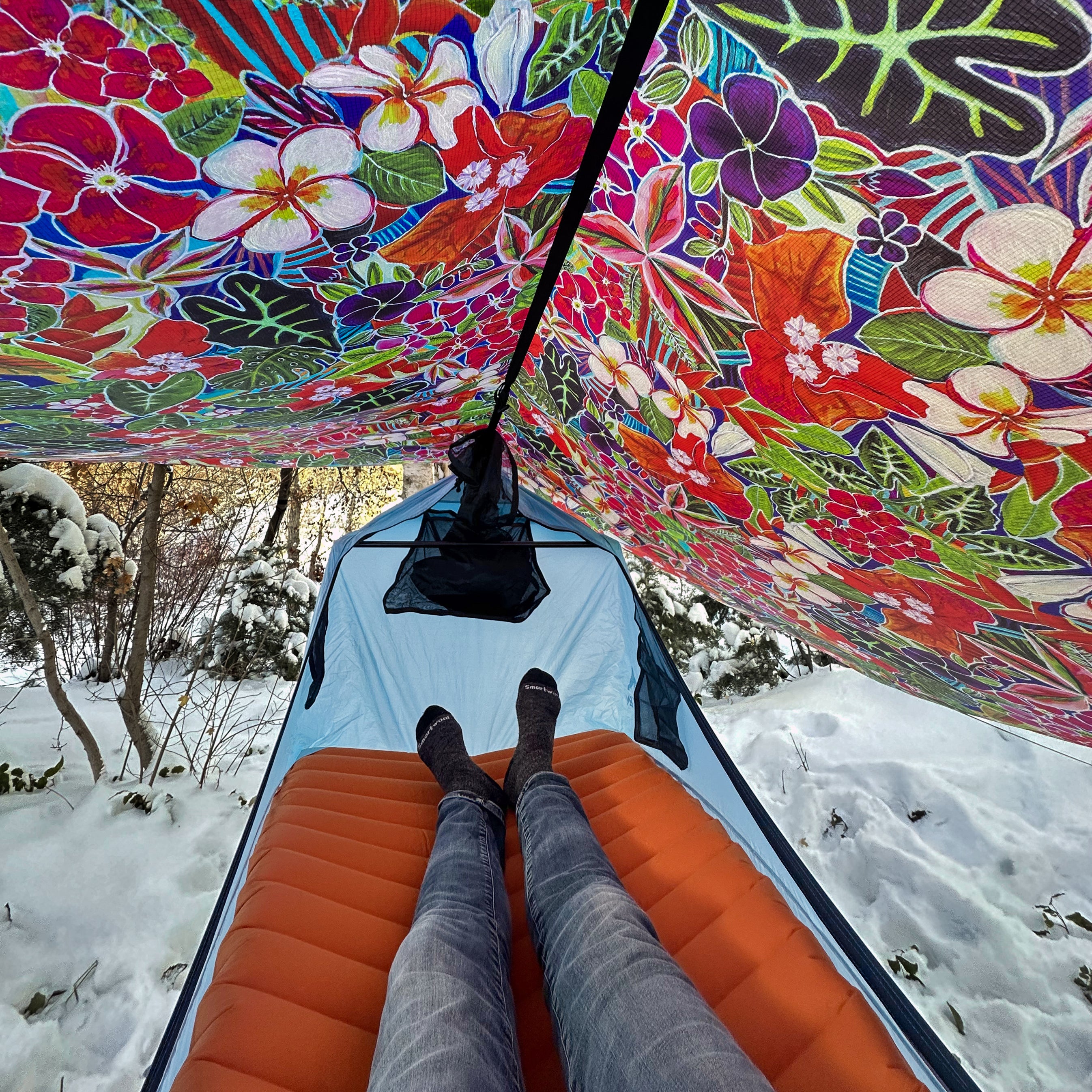 Camping Hammock Tent, Lay Flat Sleeping System with Bug Net & Rainfly, Spacious Portable Outdoor Shelter for Backpacking Hiking Camping