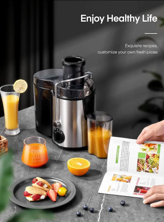 High Speed Centrifugal Juicer Machine – 3-Speed Juice Extractor with 3" Wide Feed Chute for Whole Fruits & Vegetables