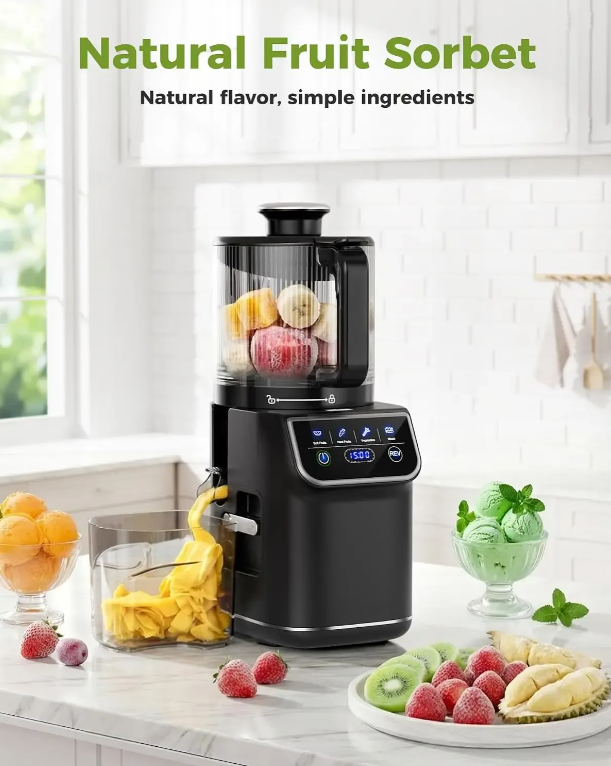 Cold Press Juicer, 100oz Large Capacity Juicer Machine with Touchscreen, 6.5" Wide Chute for Whole Fruits, Quiet Masticating Design
