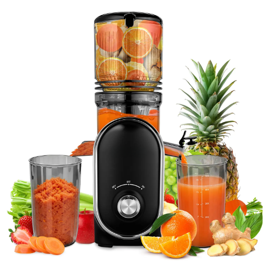 Cold Press Juicer for Home, High Yield Slow Juicer Machine with 5.3 Inch Large Feed Chute, Easy Clean Filters & Whole Fruit Extraction