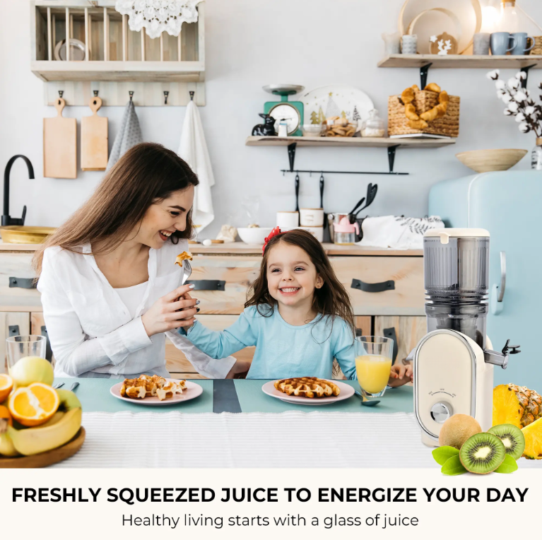 Cold Press Juicer for Home, High Yield Slow Juicer Machine with 5.3 Inch Large Feed Chute, Easy Clean Filters & Whole Fruit Extraction