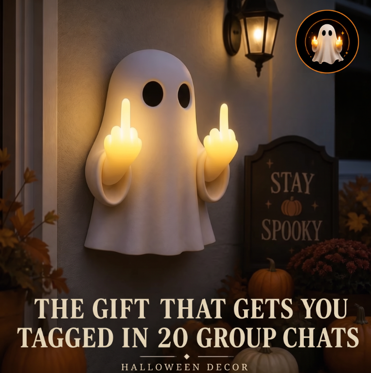 Halloween Ghost Middle Finger Glow Night Light, Funny LED Ghost Wall Lamp, Spooky Home Decor with Unique Design for Porch, Bedroom & Party Decoration