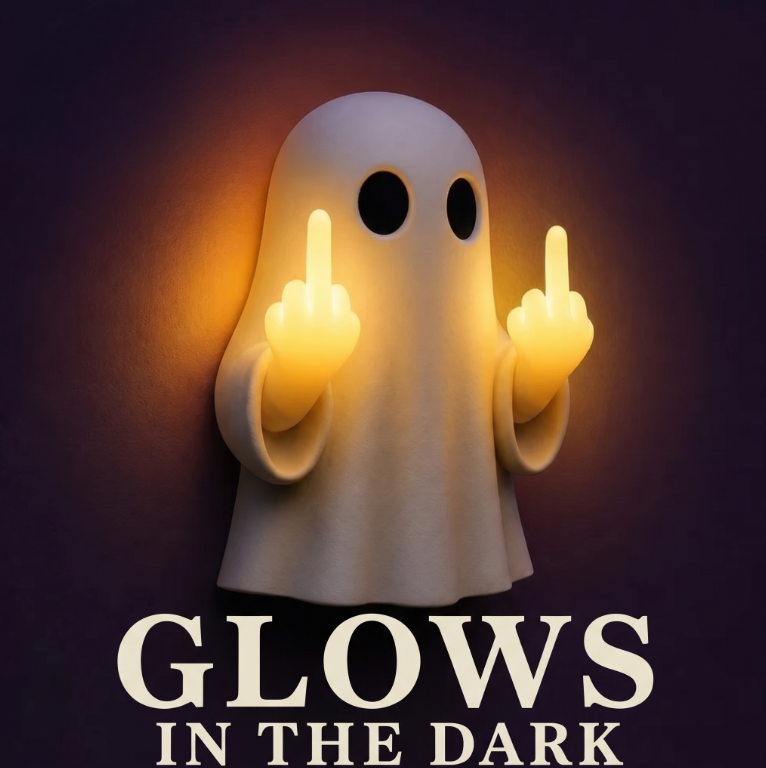 Halloween Ghost Middle Finger Glow Night Light, Funny LED Ghost Wall Lamp, Spooky Home Decor with Unique Design for Porch, Bedroom & Party Decoration