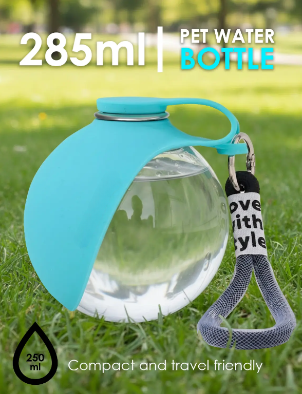 Portable Stainless Steel Pet Water Bottle, Leak Proof Dog Travel Bottle with Silicone Drinking Bowl, 304 Stainless Steel Hydration Dispenser for Walks Hiking Outdoor Adventures
