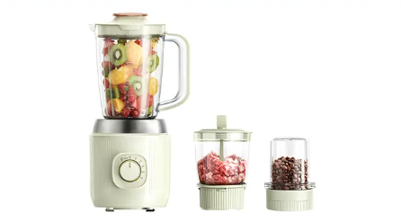 3-in-1 Blender & Food Processor, 600W 25000RPM Juicer, Meat Grinder & Food Chopper with 1800ml, 500ml & 300ml Cups