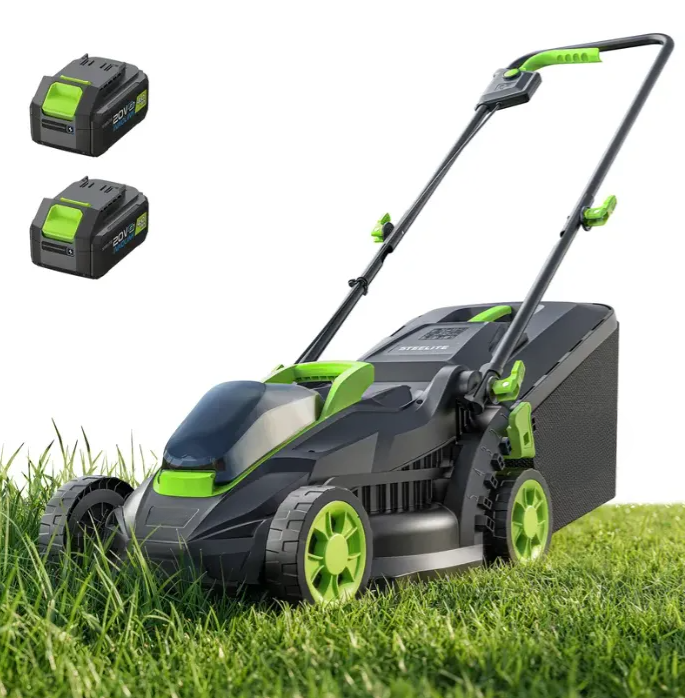 13-Inch Brushless Cordless Lawn Mower, 21V 4.0Ah Battery Powered Electric Push Mower with 5-Position Height Adjustment & 8-Gallon Grass Bag