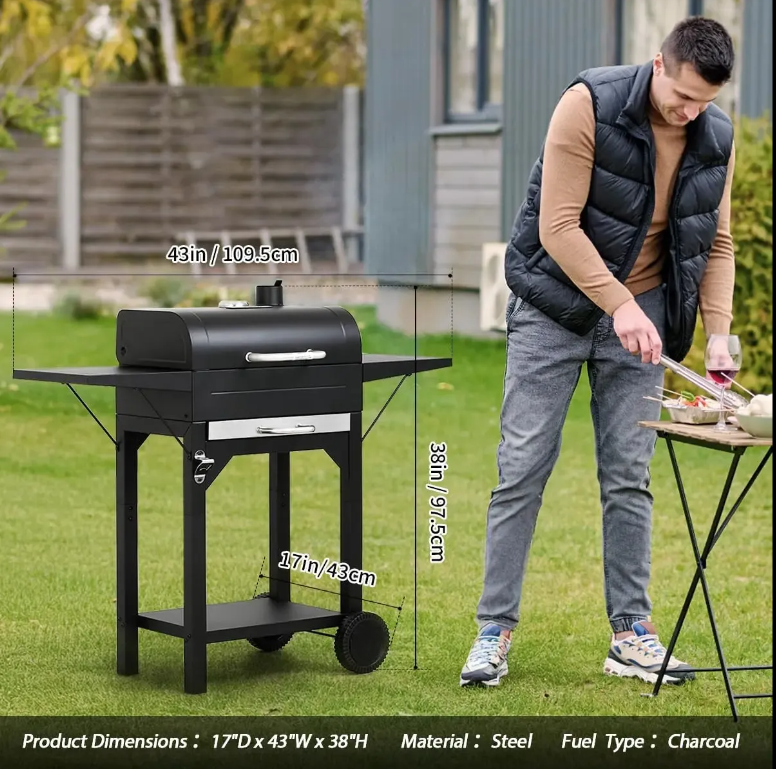 MASTER COOK Portable Charcoal Grill Freestanding 332 sq in (Black)