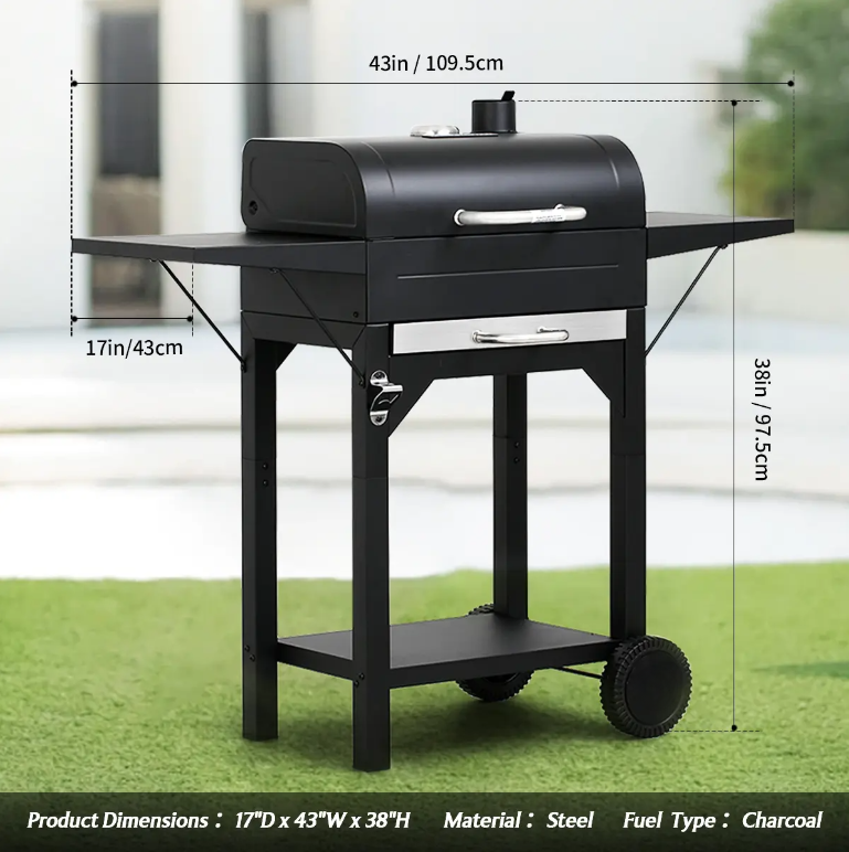 MASTER COOK Portable Charcoal Grill Freestanding 332 sq in (Black)