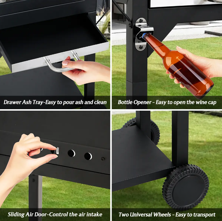 MASTER COOK Portable Charcoal Grill Freestanding 332 sq in (Black)