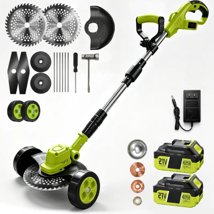 3-in-1 Cordless Electric Weed Trimmer with Wheels, Lightweight 24V Grass Cutter & Lawn Edger for Garden, Backyard & Sidewalk