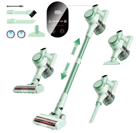 23KPa Cordless Vacuum Cleaner, 300W Powerful Stick Vacuum with 3 Suction Modes, LED Floor Head, Long Runtime & Large Dust Cup for Home Cleaning
