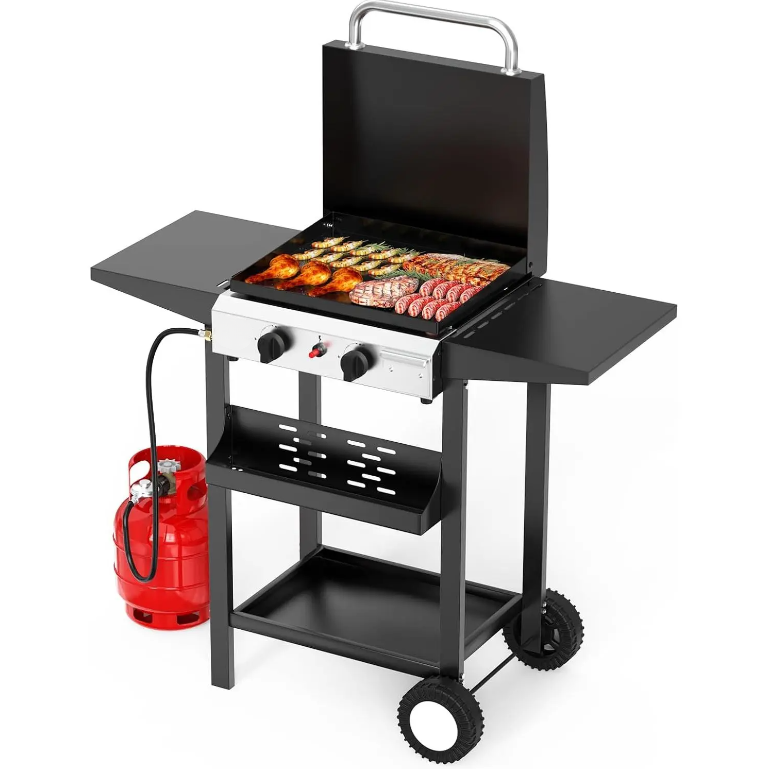 Outdoor Propane Griddle, 2/4 Burner Flat Top Gas Grill, 20,000/40,000 BTU Portable BBQ Griddle with Electronic Ignition for Camping & Tailgating