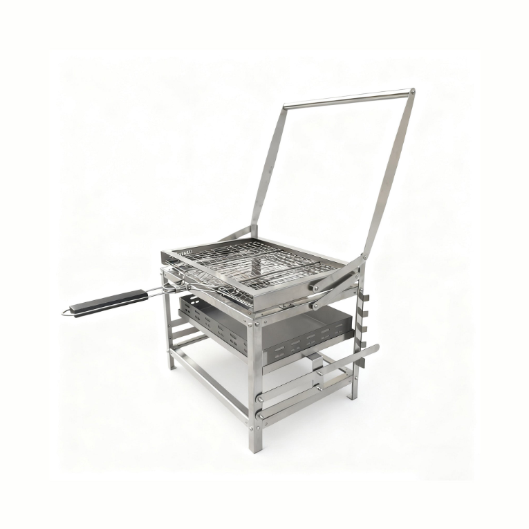 Rotating Charcoal Grill, Adjustable BBQ Grill with Automatic Flip & Precise Heat Control — Easy Outdoor Grilling for Backyard, Camping & Parties
