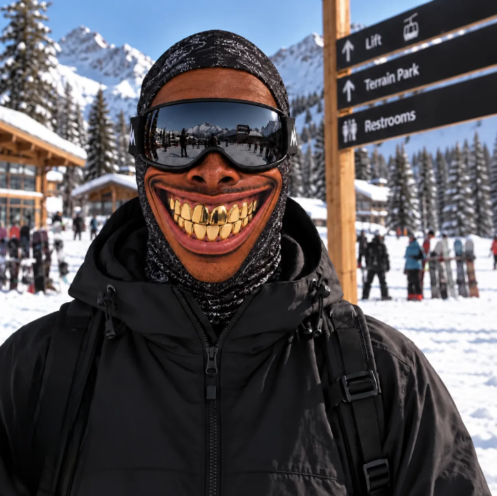 Funny Ski Mask, 3D Realistic Face Balaclava with Stretchy Fabric, Warm Winter Face Cover for Skiing, Snowboarding & Outdoor Adventures