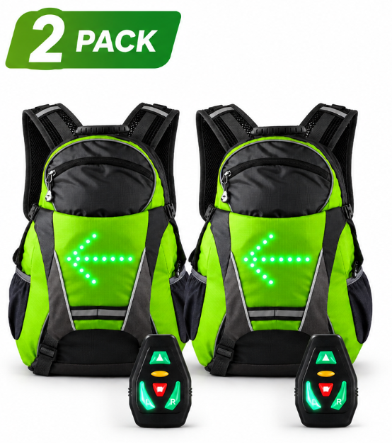LED Turn Signal Backpack, Smart Cycling Backpack with Wireless Remote Control, USB Rechargeable Safety Light, Reflective Night Riding Bag for Bike Commuting
