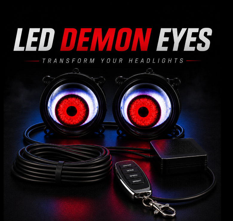 RGB Headlight Eyes, LED Demon Eye Lights for Cars with 33 Colors Dynamic Effects, Wireless Remote Control & Easy Installation