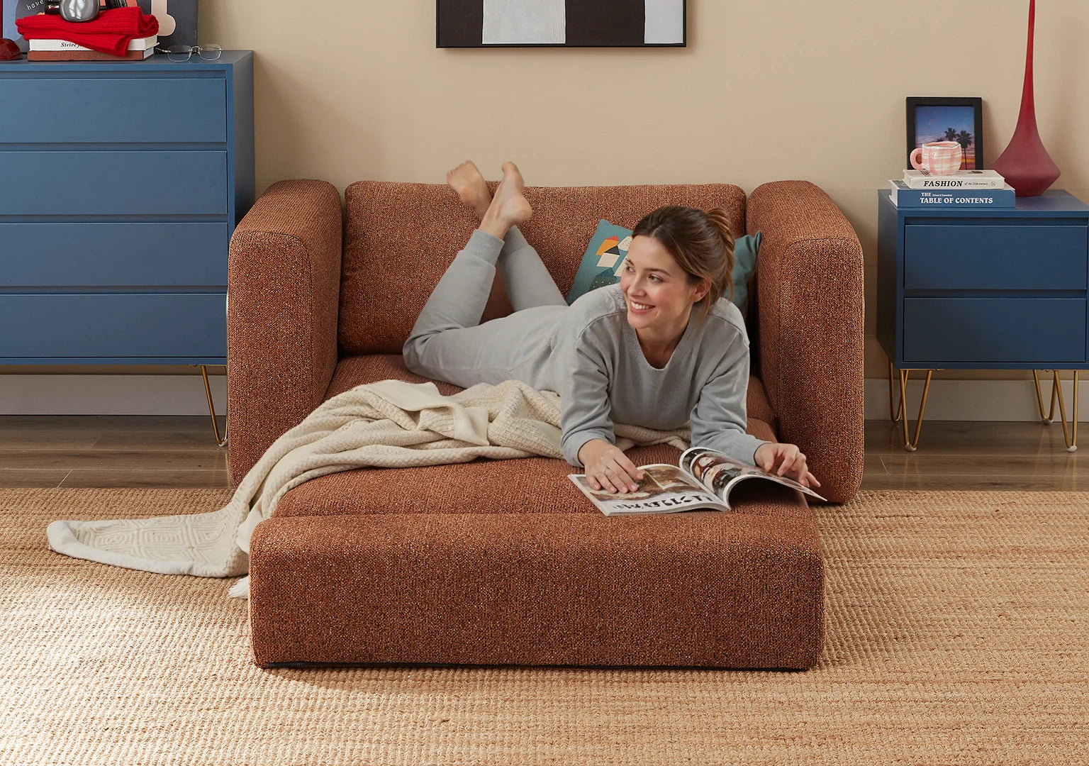 Sleeper Sofa Bed, Convertible Sofa Couch with Soft Supportive Cushion, Water-Resistant & Stain-Resistant Cover for Living Room and Guest Room