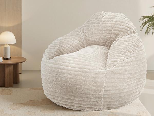 Large Bean Bag Chair 39 Inch, Memory Foam Filled Sofa Chair with Back Support & Armrests, Cozy Lounge Couch for Adults, Kids, Living Room, Bedroom and Dorm